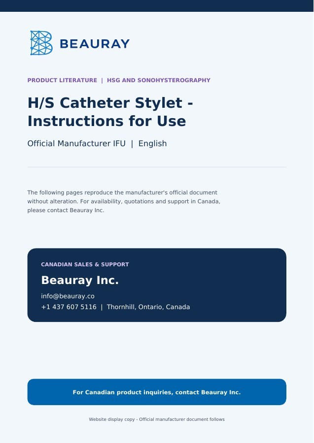 H/S Catheter Stylet - Instructions for Use