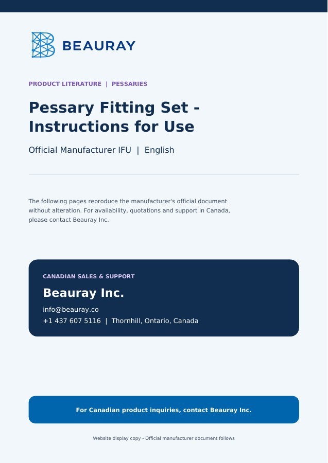 Pessary Fitting Set - Instructions for Use