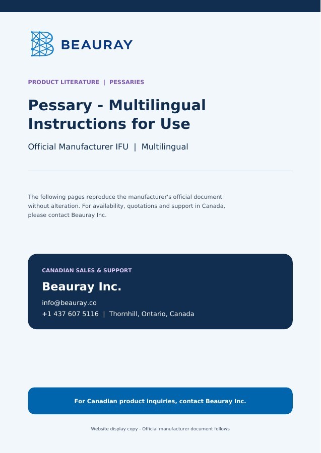Pessary - Multilingual Instructions for Use