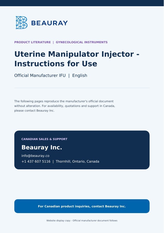 Uterine Manipulator Injector - Instructions for Use