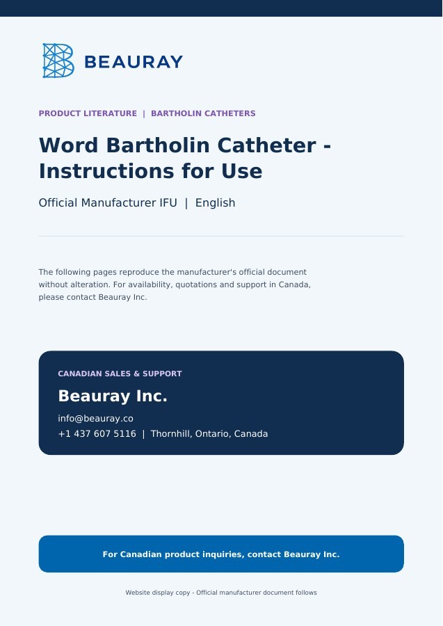 Word Bartholin Catheter - Instructions for Use